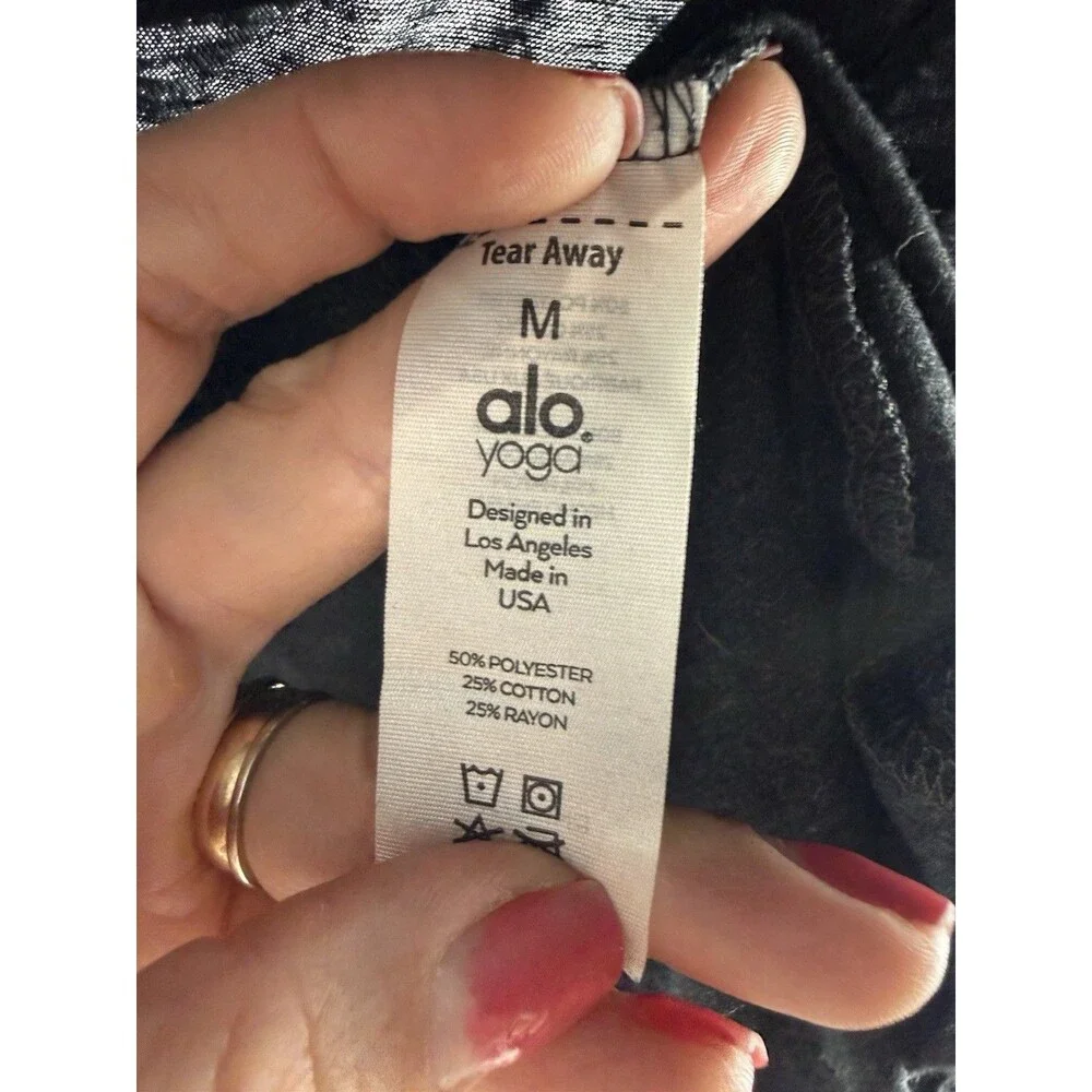 Alo Women Basic Sleeveless Crew Neck Gray Cotton Blend T-Shirt Size M
